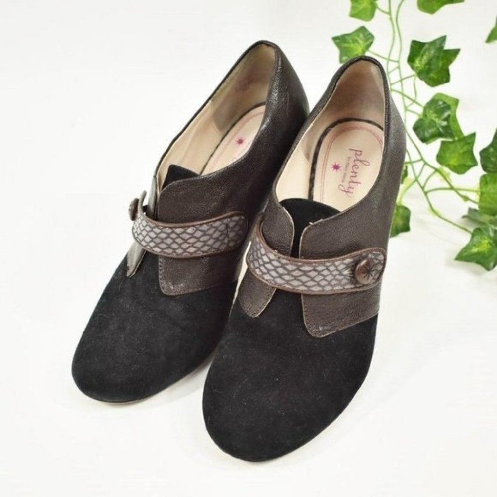 Anthropologie Tracy black brown leather heels